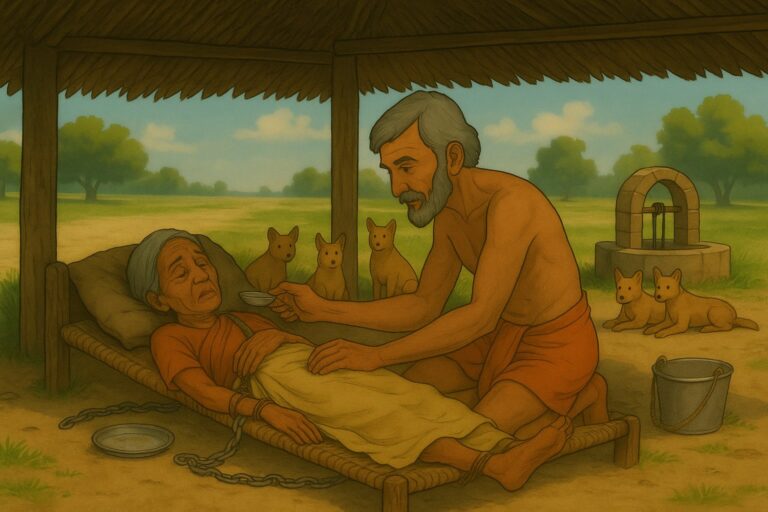 Old lady fed by Atmananda